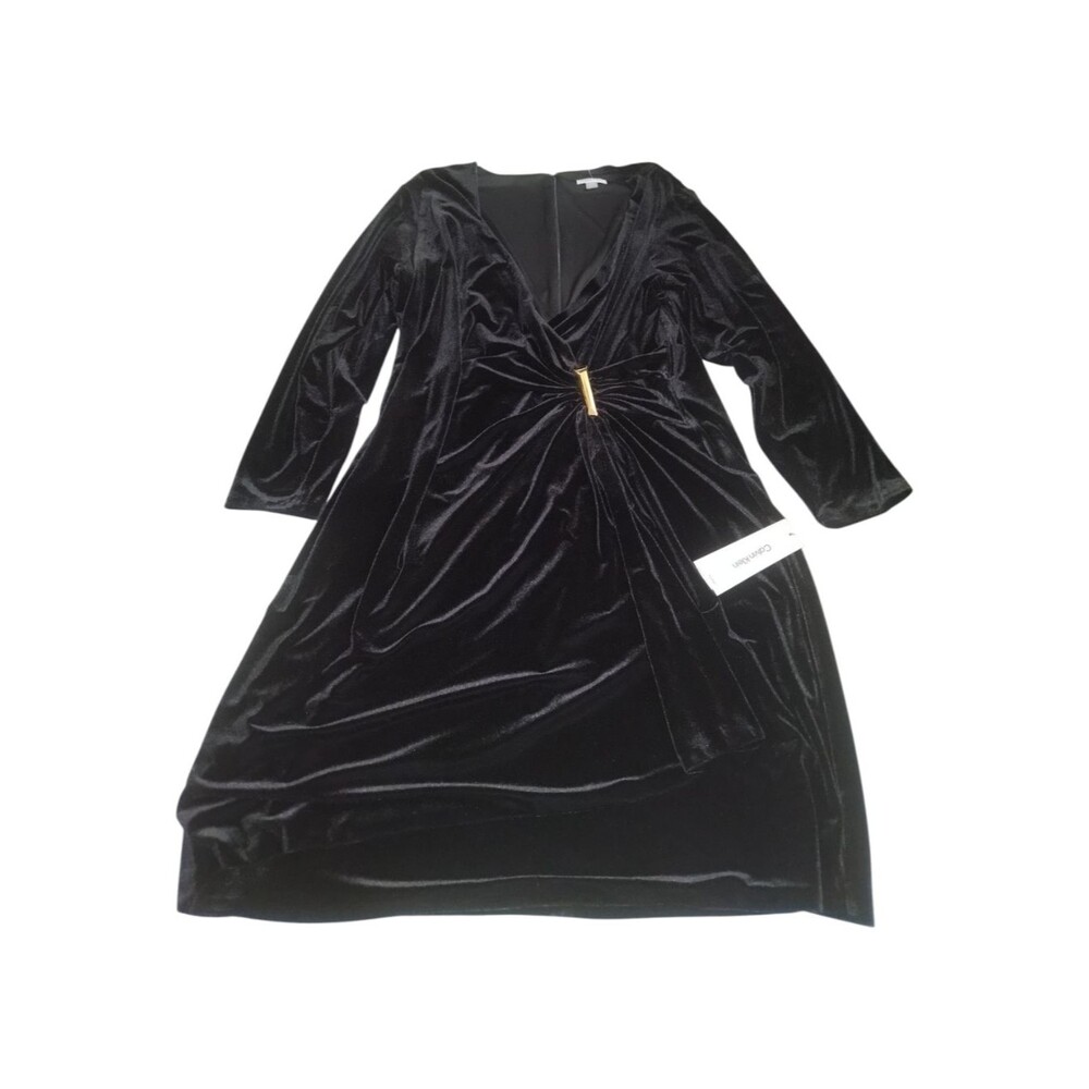 Calvin Klein Women's Black Velvet Long Sleeve Dress New 22W - Picture 5 of 5